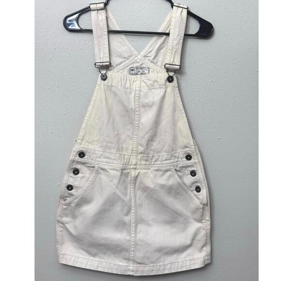 Free People Dresses & Skirts - Free People Overall Mini Dress W 26 Cream Pinafore Adjustable Straps Boho Grunge